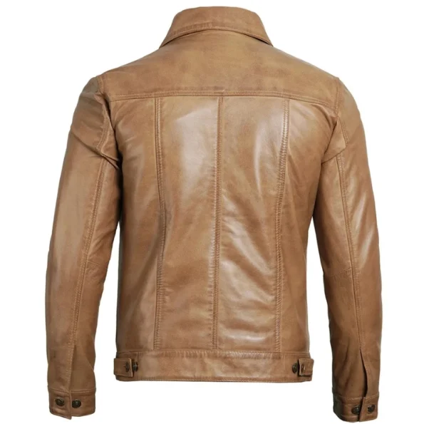 Brown Leather Trucker Jacket