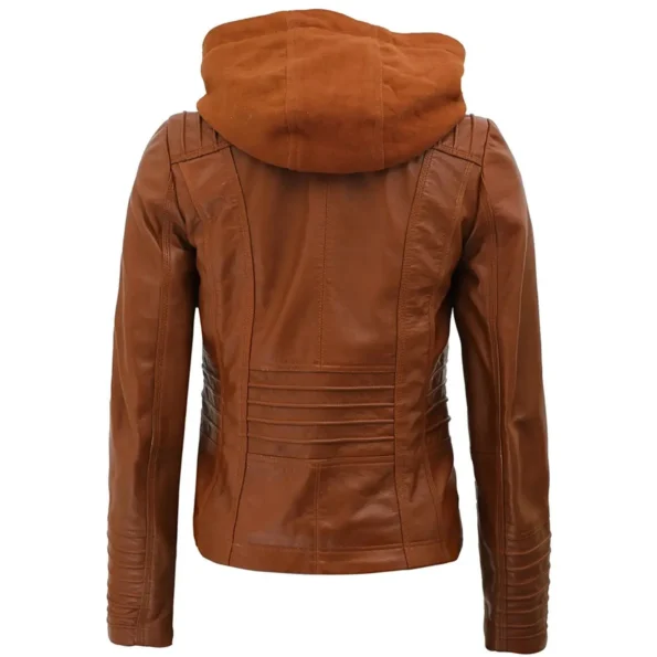 Brown Leather Jacket With Hood​