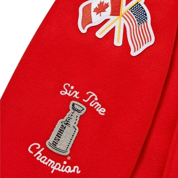 chicago blackhawks the original six ovo varsity red wool jacket