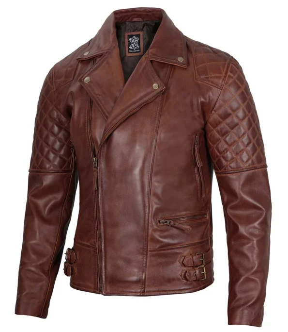 Men's Dark Brown Asymmetrical Leather Jacket