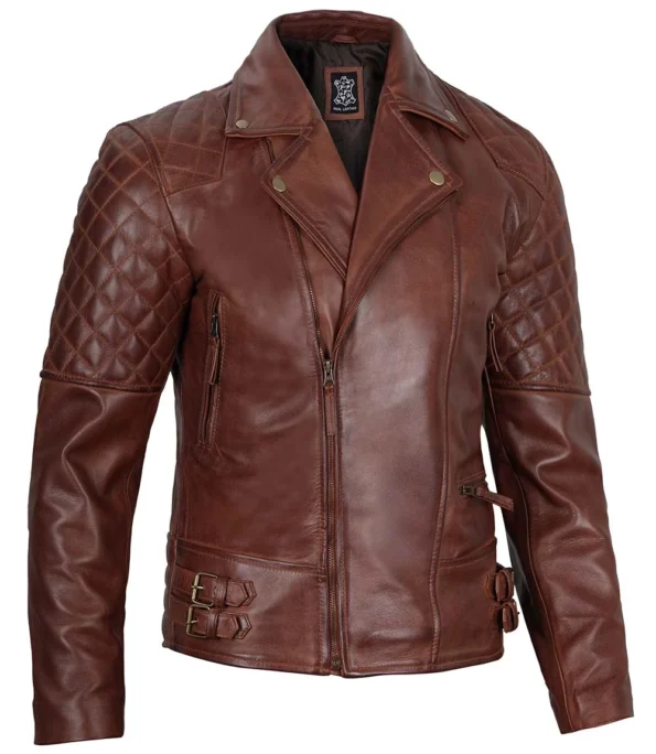 Men's Dark Brown Asymmetrical Leather Jacket