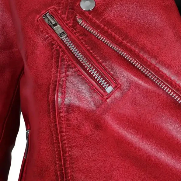 Red Leather Biker Jacket