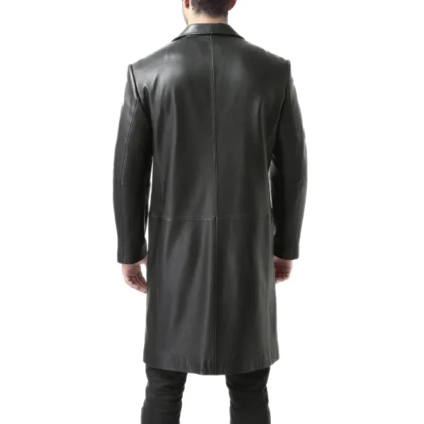 Men&rsquo;s Distressed Black Leather Coat