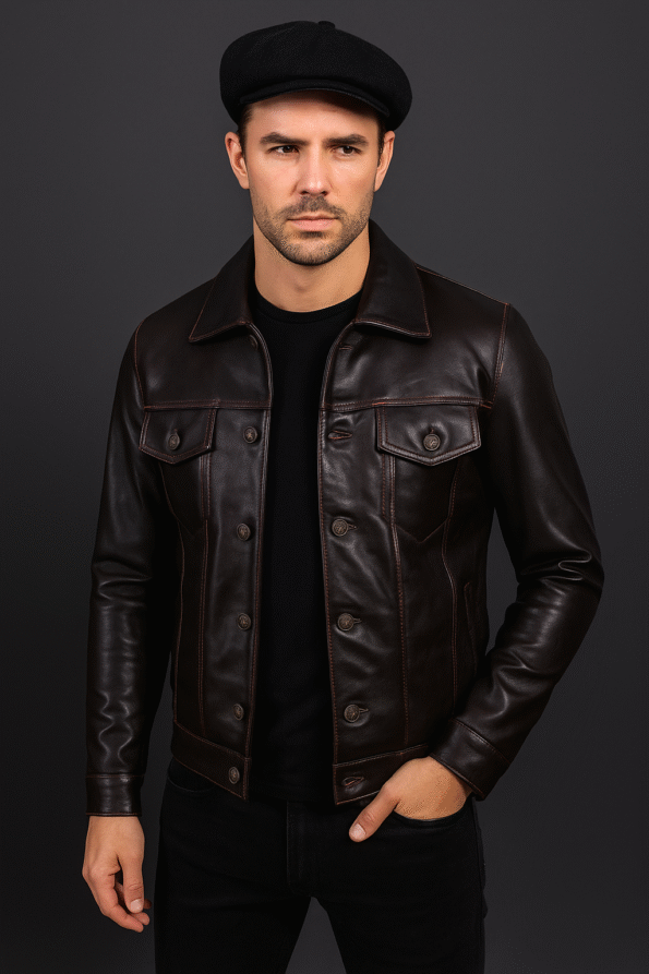 Distressed Brown Trucker Jacket