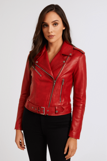 Red Leather Biker Jacket