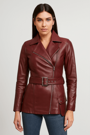 Asymmetrical Womens Leather Biker Jacket