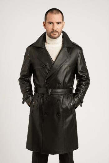 Double Breasted Lambskin Trench Coat