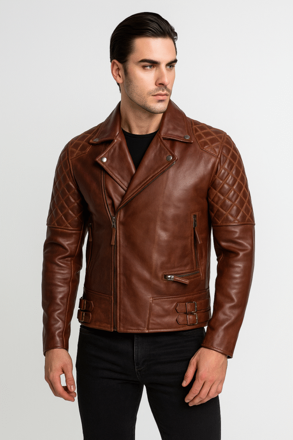 Men's Dark Brown Asymmetrical Leather Jacket