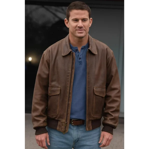 Roofman 2025 Channing Tatum Brown Leather Jacket