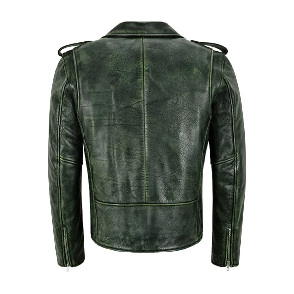 Cafe Racer Green Biker Jacket
