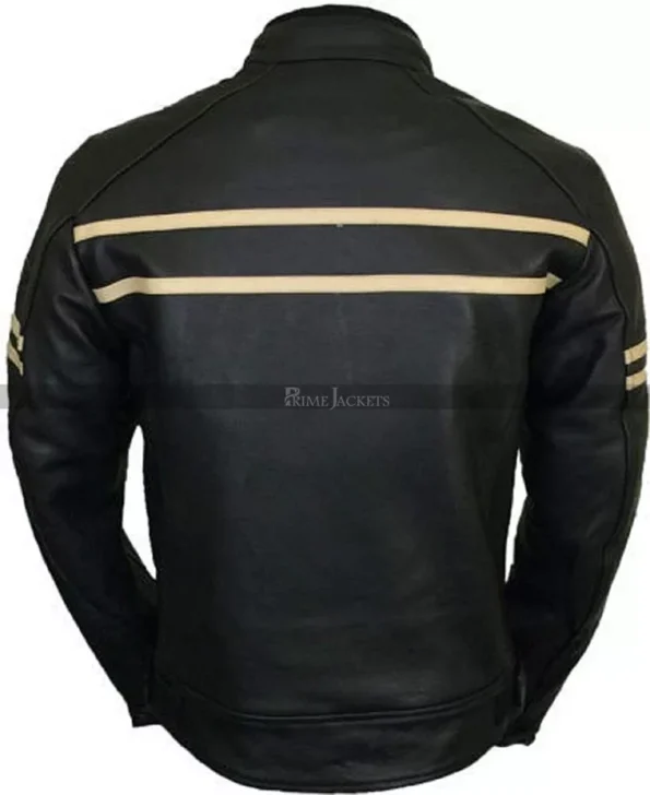 Men&rsquo;s Cafe Racer Retro Cruiser Biker Black Motorcycle Leather Jacket