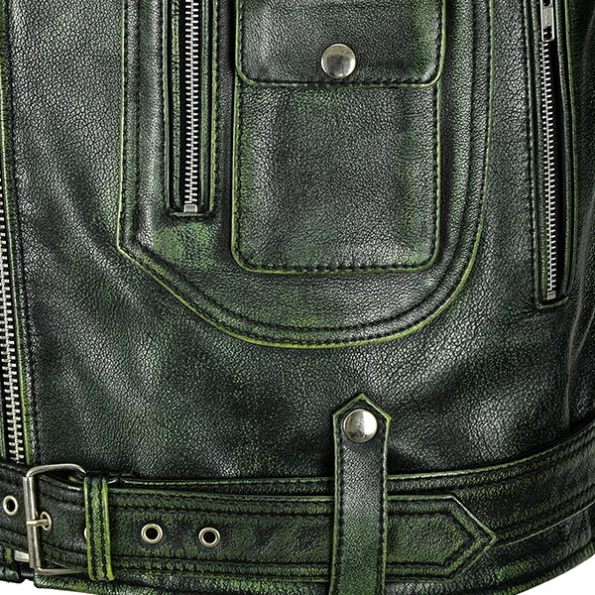 Cafe Racer Green Biker Jacket
