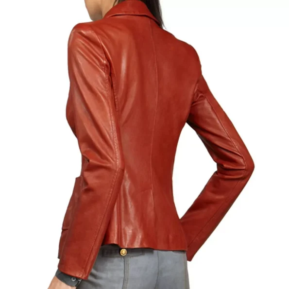 Womens Red Leather Blazer