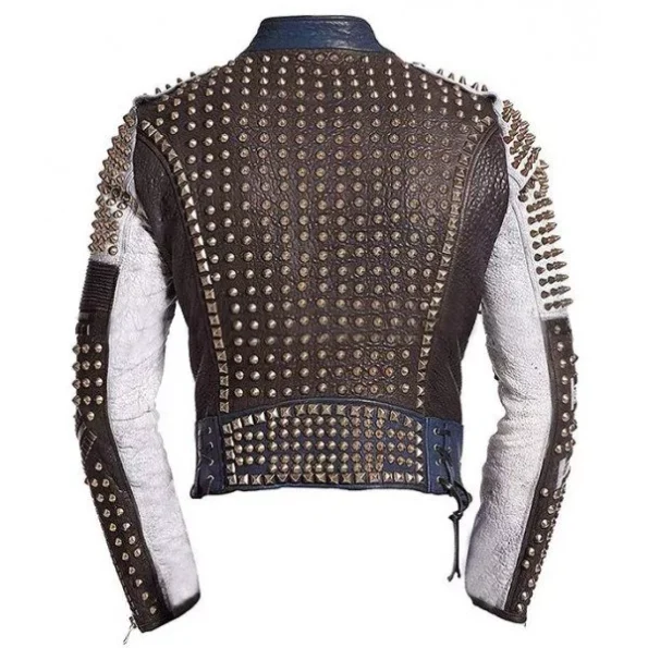 Mens Cafe Racer Rider Punk Studded Jacket