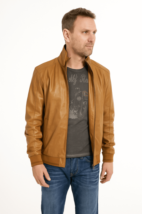 Men&rsquo;s Casual Bomber Camel Brown Jacket