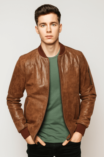 Mens Dark Brown Bomber Jacket