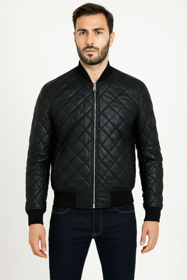 Mens Black Quilted Jacket