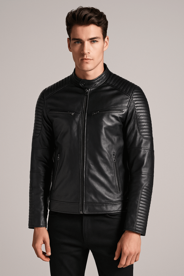 Men Cafe Racer Brando Biker Jacket