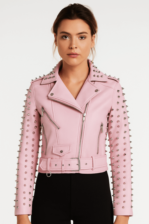 Women&rsquo;s Hot Pink Motorcycle Leather Jacket