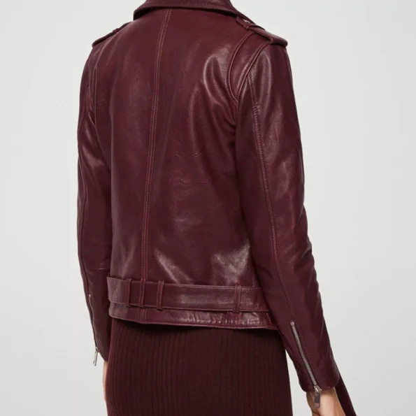 Men&rsquo;s Burgundy Motorcycle Leather Jacket