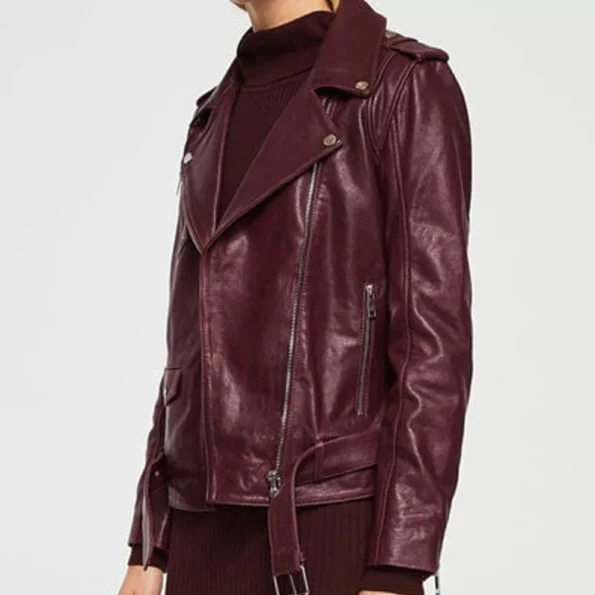 Men&rsquo;s Burgundy Motorcycle Leather Jacket