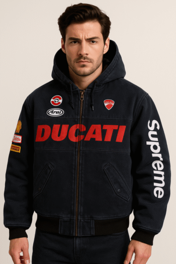 Supreme x Ducati Hooded Racing Black Jacket