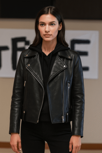 1UP 2022 Ruby Rose Black Leather Jacket