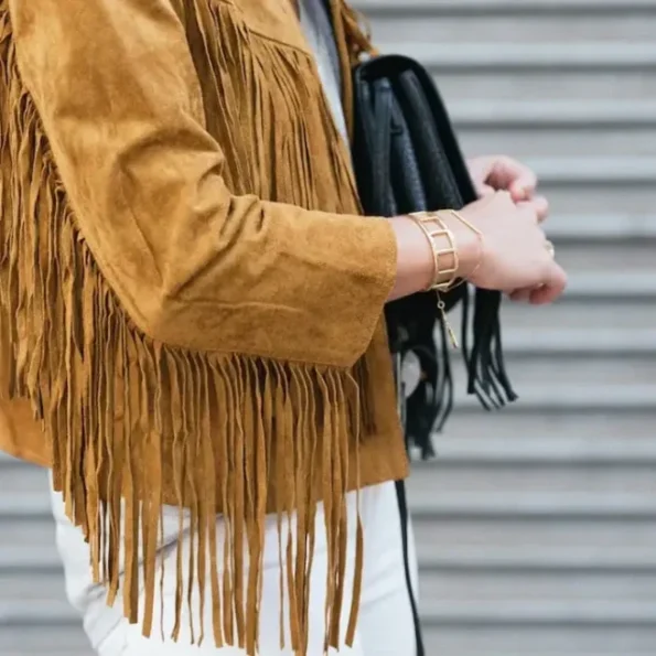 Jillian Harris Brown Fringe Jacket