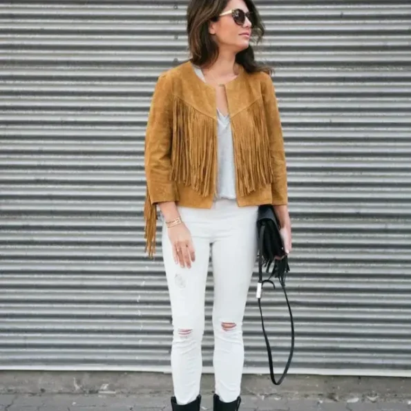 Jillian Harris Brown Fringe Jacket