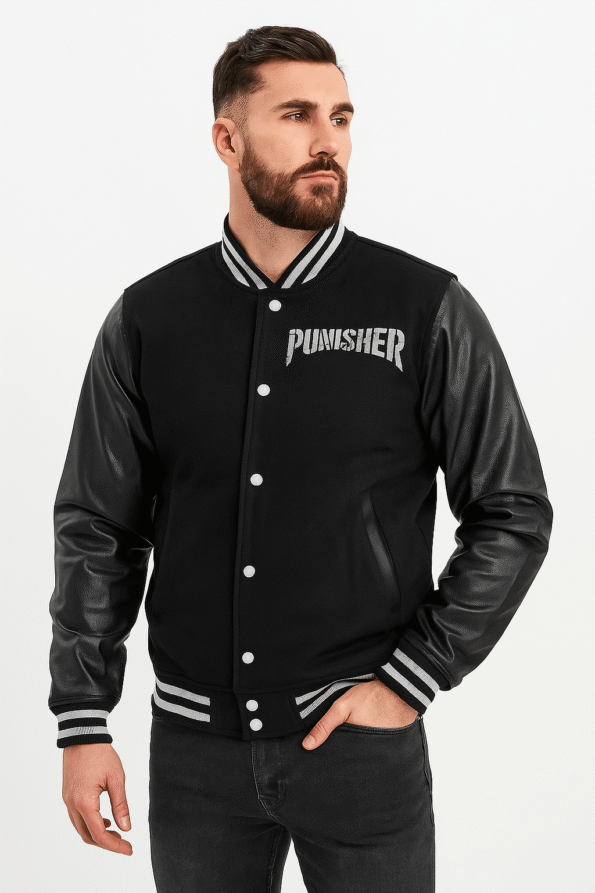 The Punisher Varsity Black Jacket