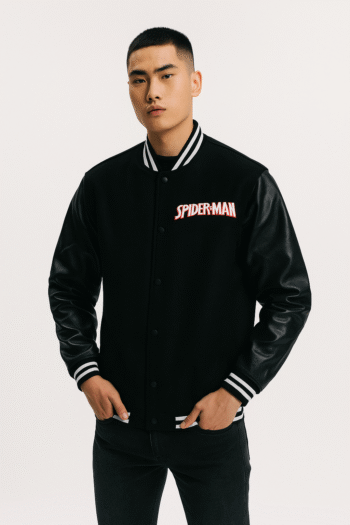 Spider-Man Black Varsity Jacket