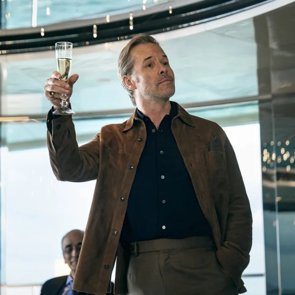 The Woman in Cabin 10 Guy Pearce Suede Jacket