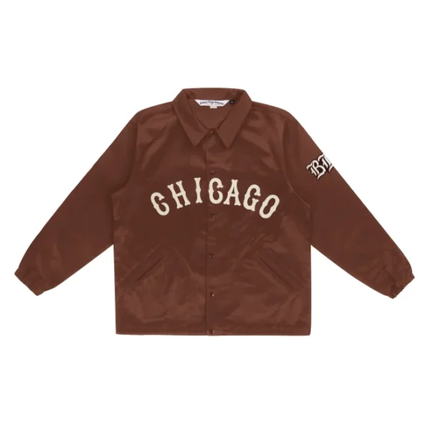Chicago Brown Satin Windbreaker Jacket