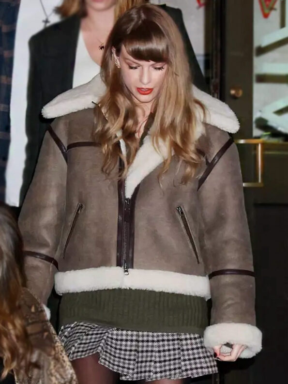 Taylor Swift Aviator Shearling Jacket