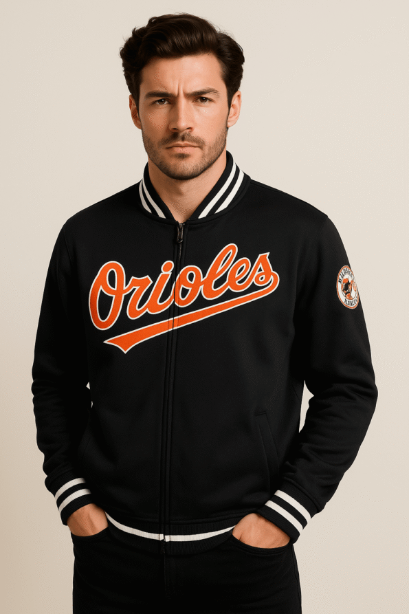 Baltimore Orioles &rsquo;47 Black Wax Track Jacket