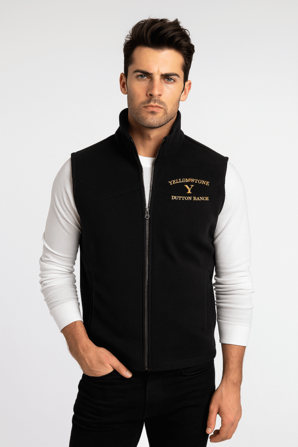 Kevin Costner Yellowstone Black Wool Vest