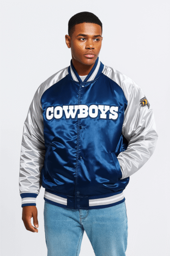 Dallas Cowboys Navy Blue and Silver Varsity Jacket