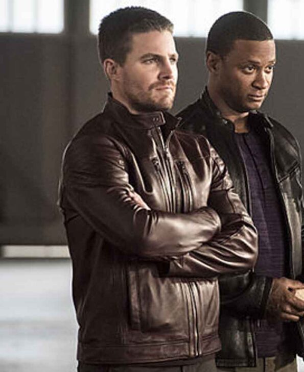 Stephen Amell The Flash Burgundy Leather Jacket