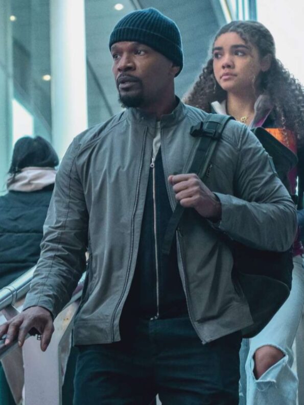 Netflix Movie Style Grey Zip Jacket for Men.