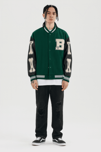 Bad to the Bone Skull Baseball Jacket