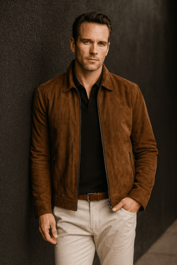 Premium Brown Suede Jacket &ndash; Riley Smith Look