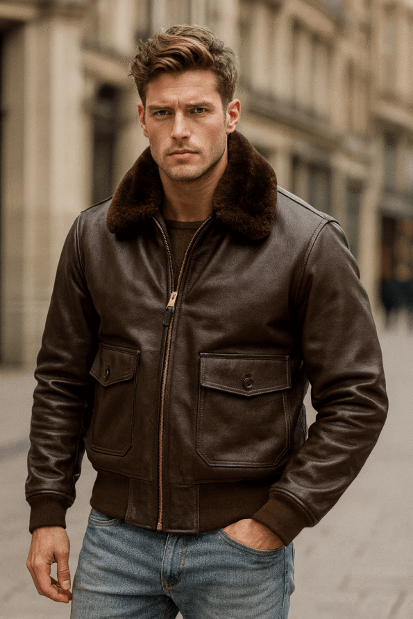 USS Christmas Bomber Jacket Worn by Trevor Donovan