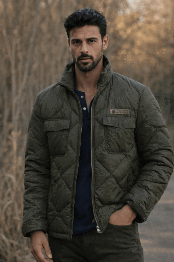 The Housemaid Inspired Men&rsquo;s Olive Puffer Jacket &ndash; Winter Casual Wear
