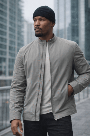 Netflix Movie Style Grey Zip Jacket for Men.