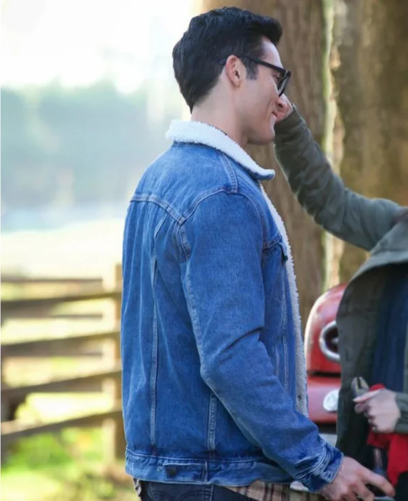 Men’s Blue Denim Shearling Jacket – Superman & Lois