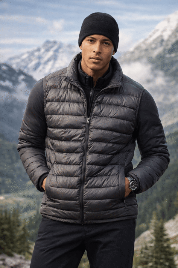 Men&rsquo;s Black Sleeveless Puffer Vest Jacket